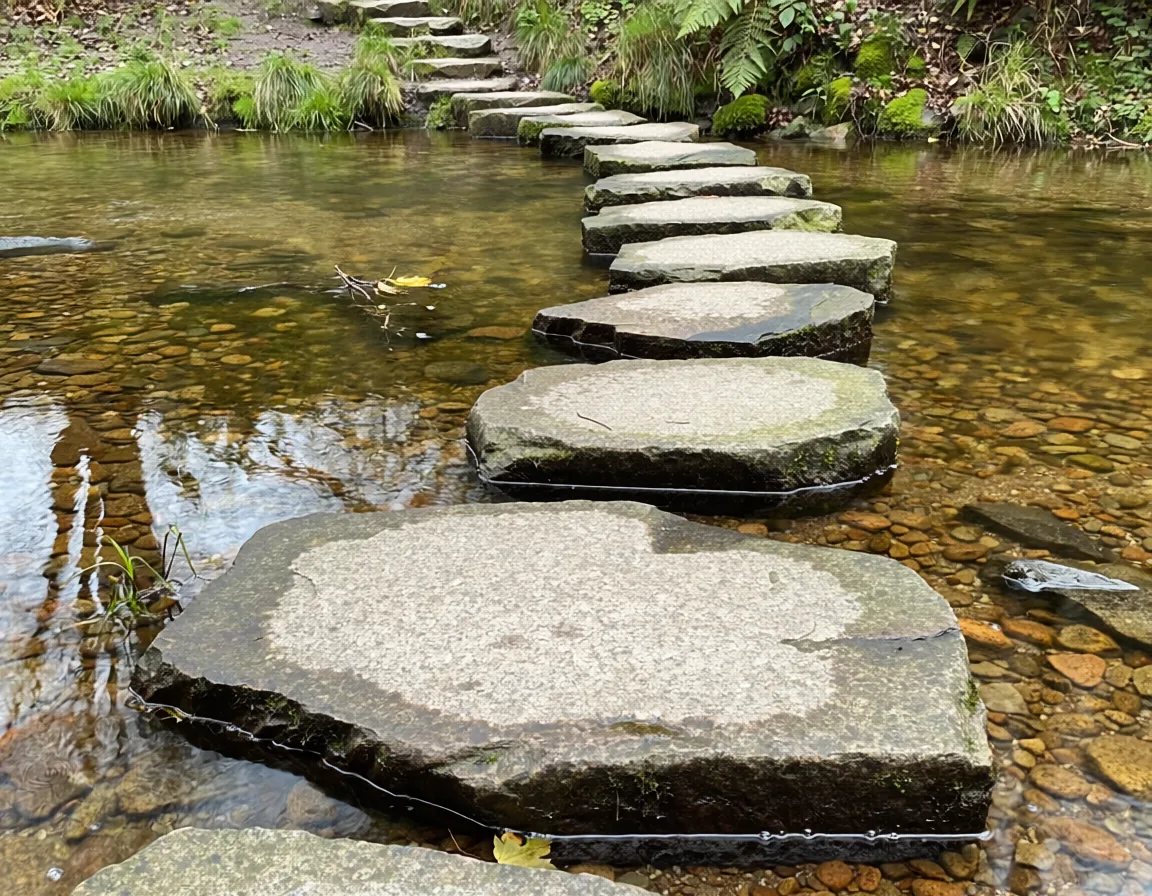 Stepping stones across a stream